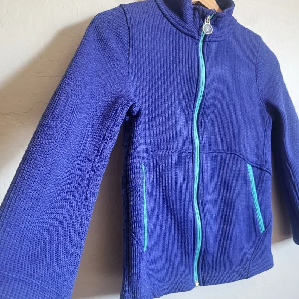 Spyder Encore Full Zip Jacket Fleece Lined Mock Neck Indigo Blue Size Kids 10-12